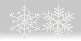 10" Glitter Snowflake Ornaments, Set of 2