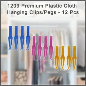 1209 Premium Plastic Cloth Hanging Clips/Pegs - 12 Pcs