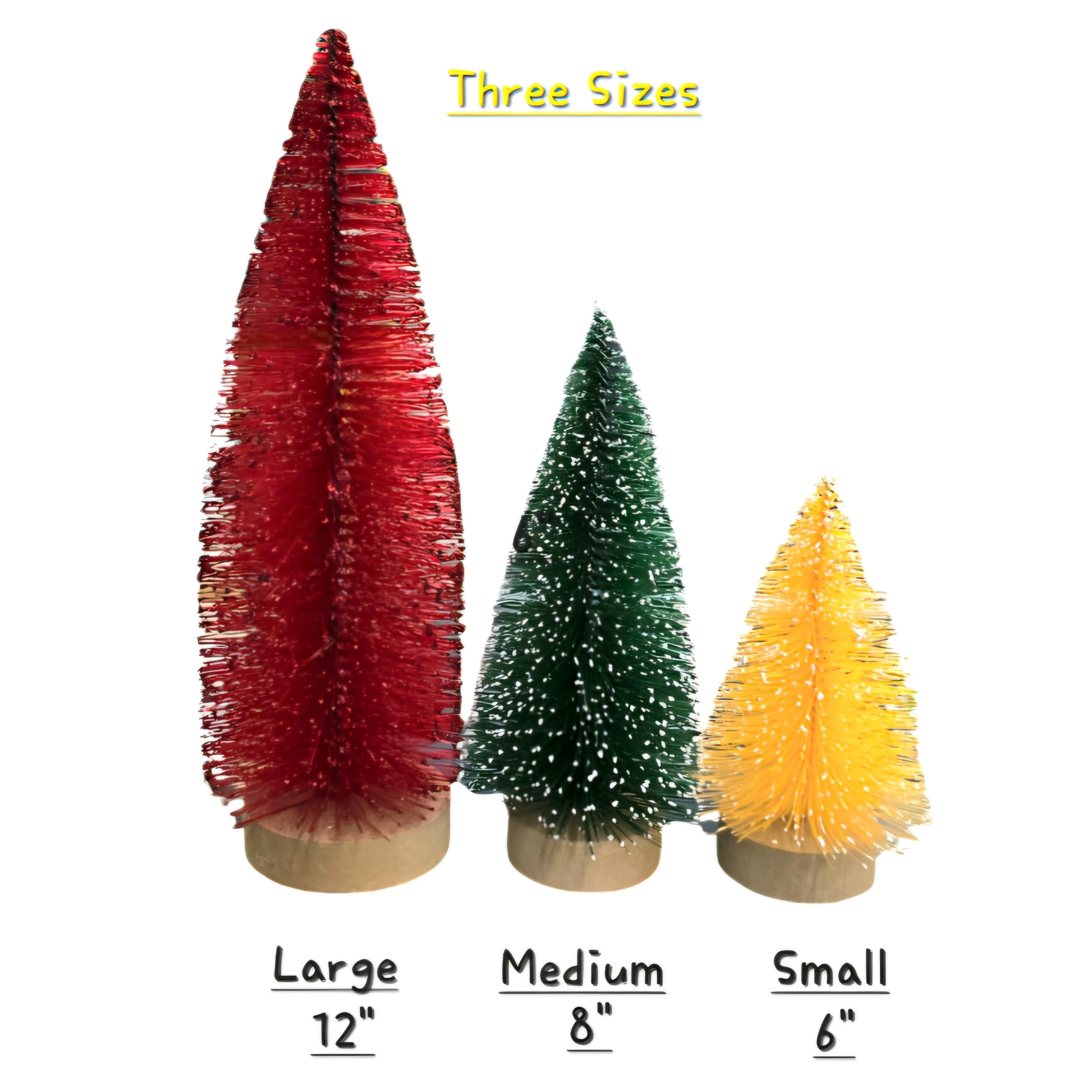 12" Mini Christmas Trees with Glitter - Large