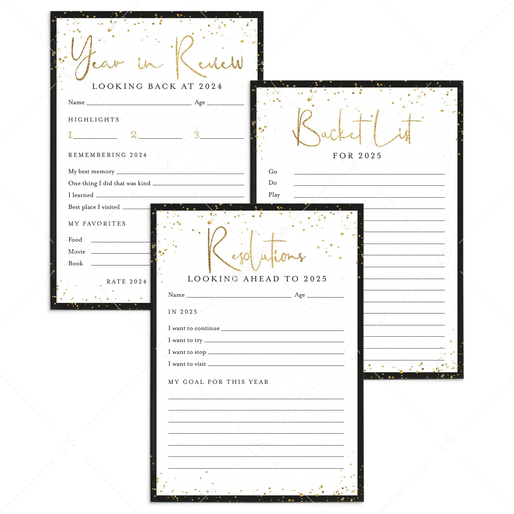 2024 2025 New Years Printables