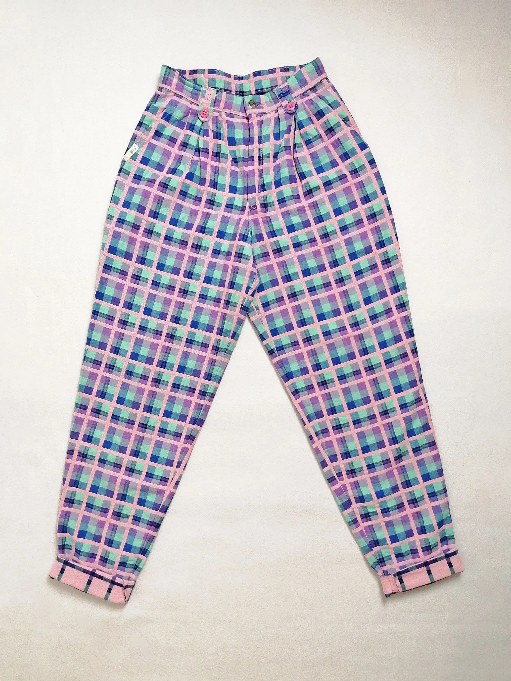 80's BARBARA FARBER High Waist Baggy Pants - size XS-S ( 23.5" waist)