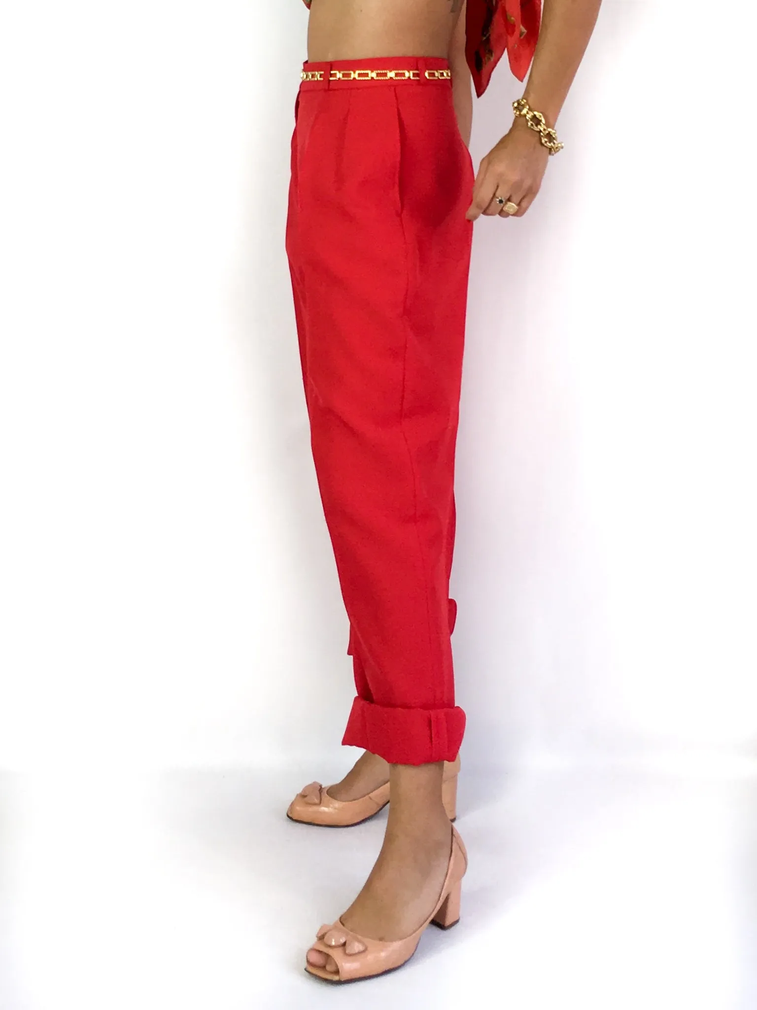 80s vintage pleated trousers, high waist