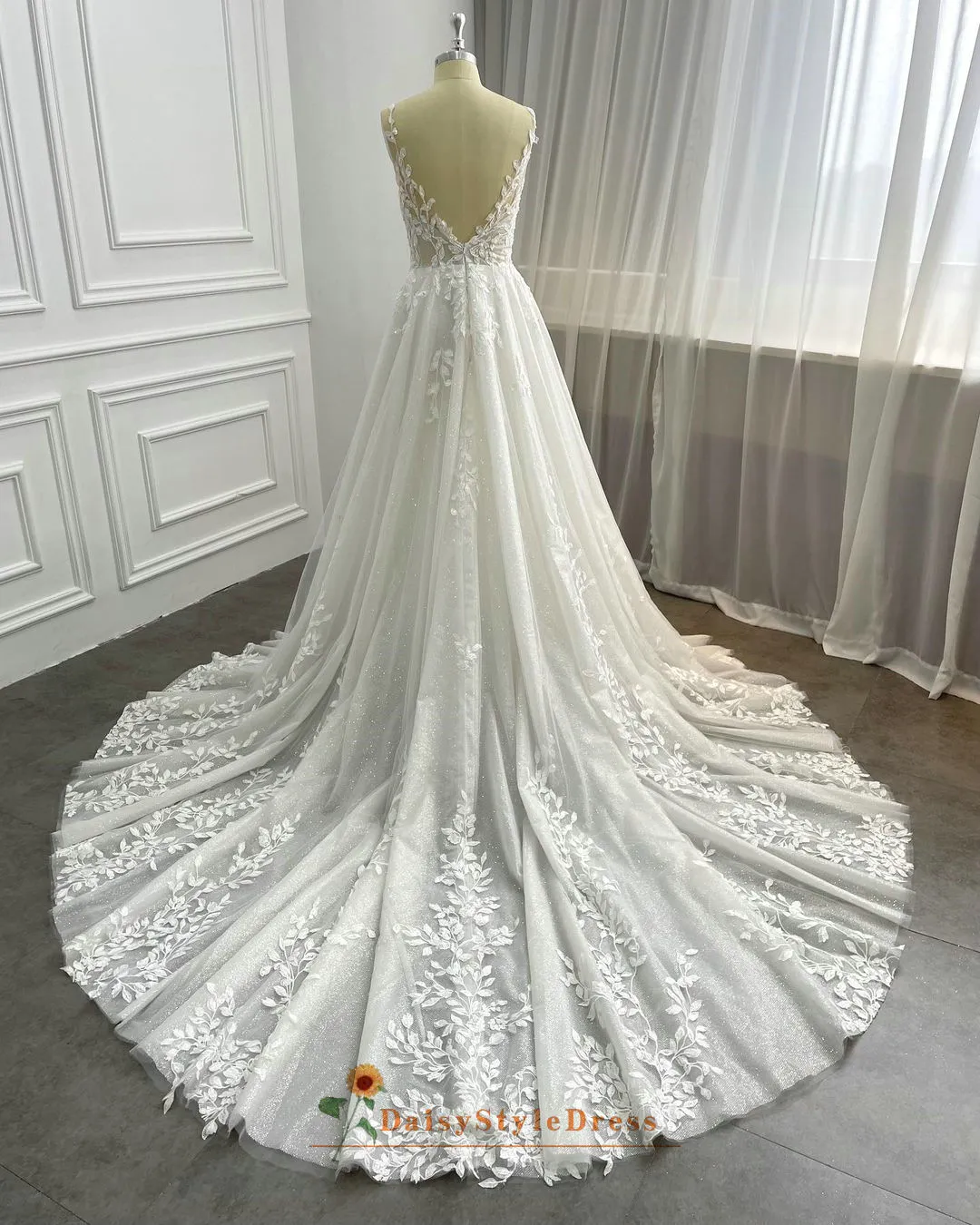 A line Sparkle Ivory Wedding Dress