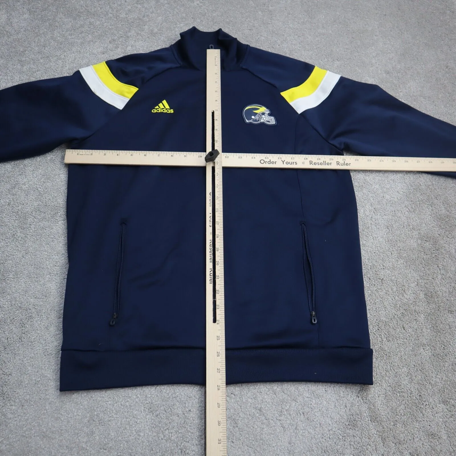 Adidas Mens Michigan Wolverines NCAA Track Jacket Blue Gold on Field Size Large