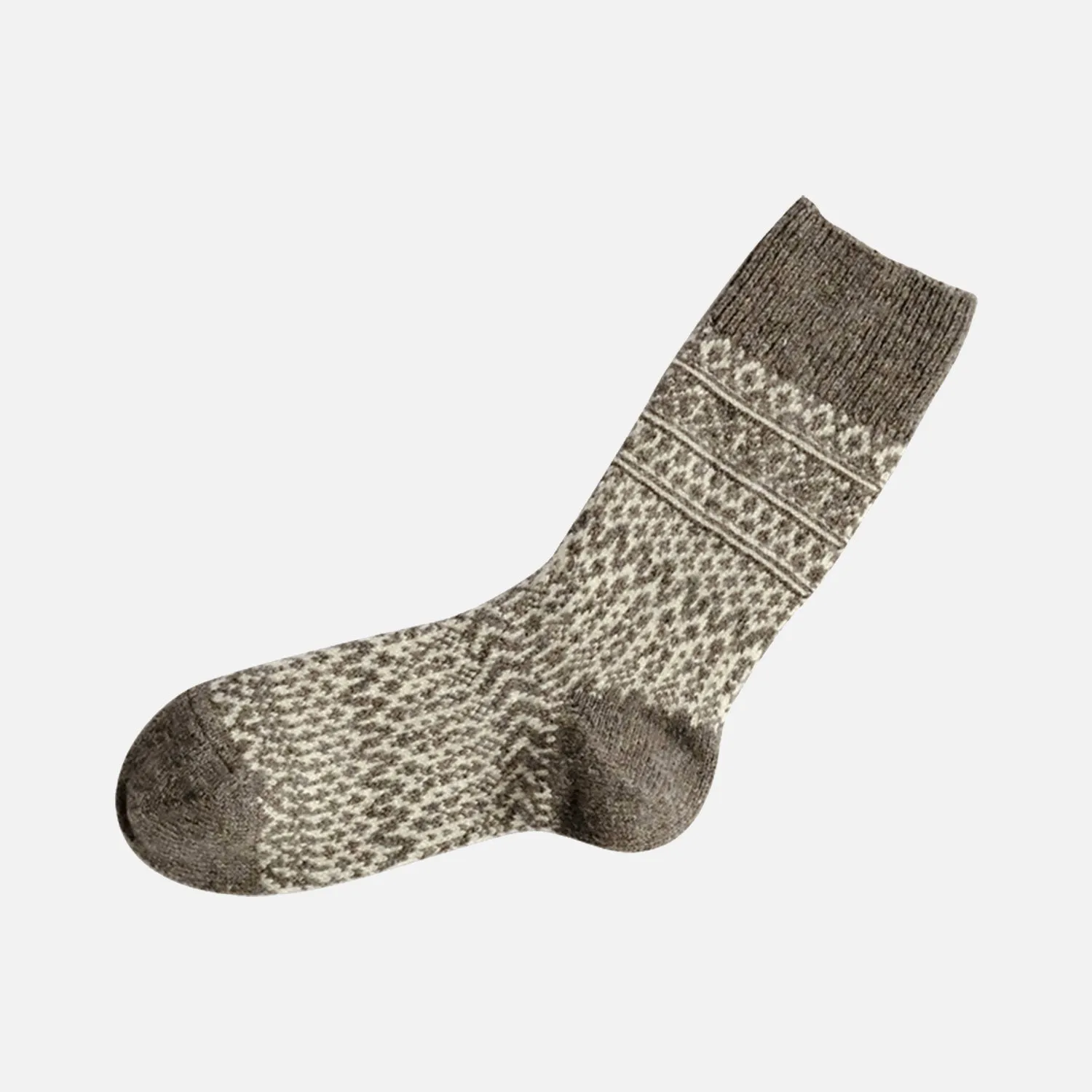 Adults Wool Jacquard Socks - Grey