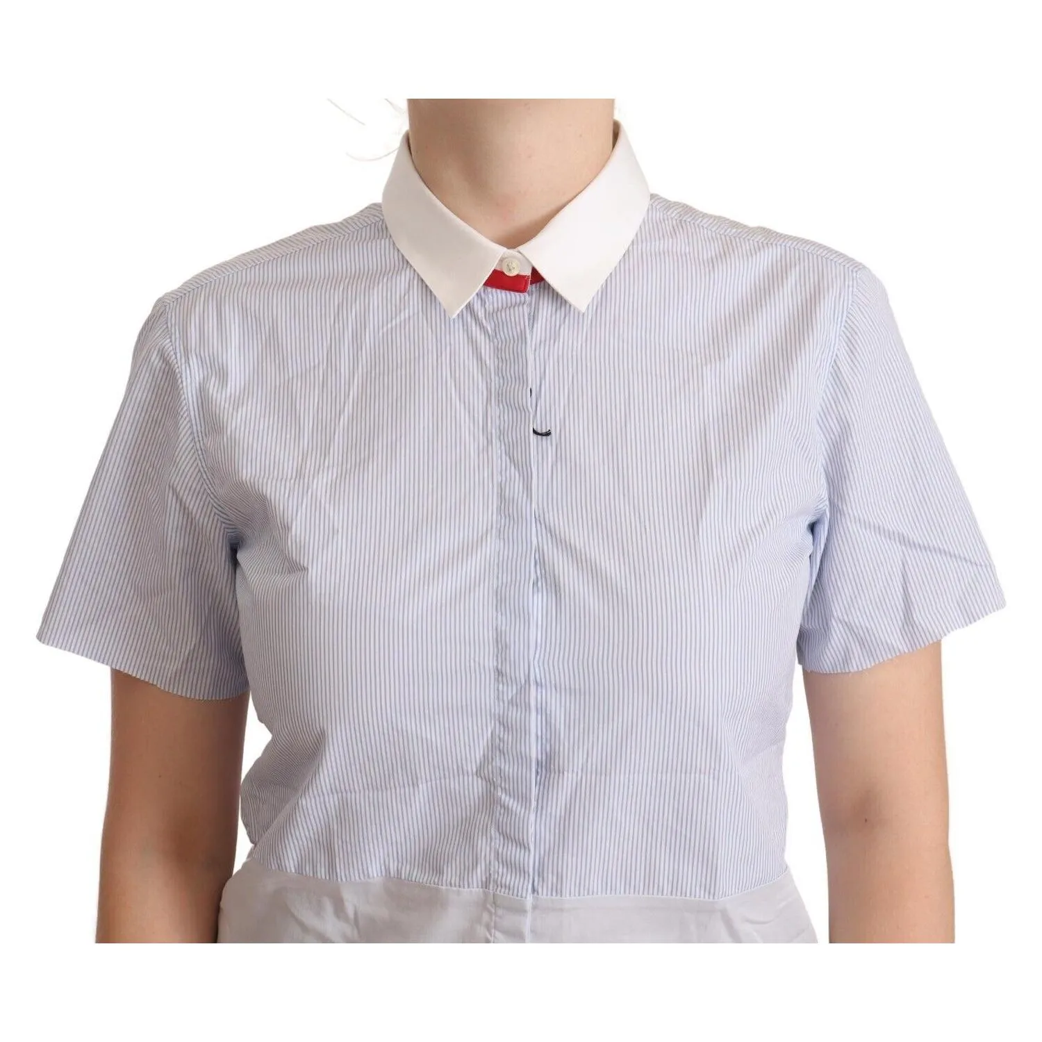 AGLINI Chic Light Blue Polished Cotton Polo Top