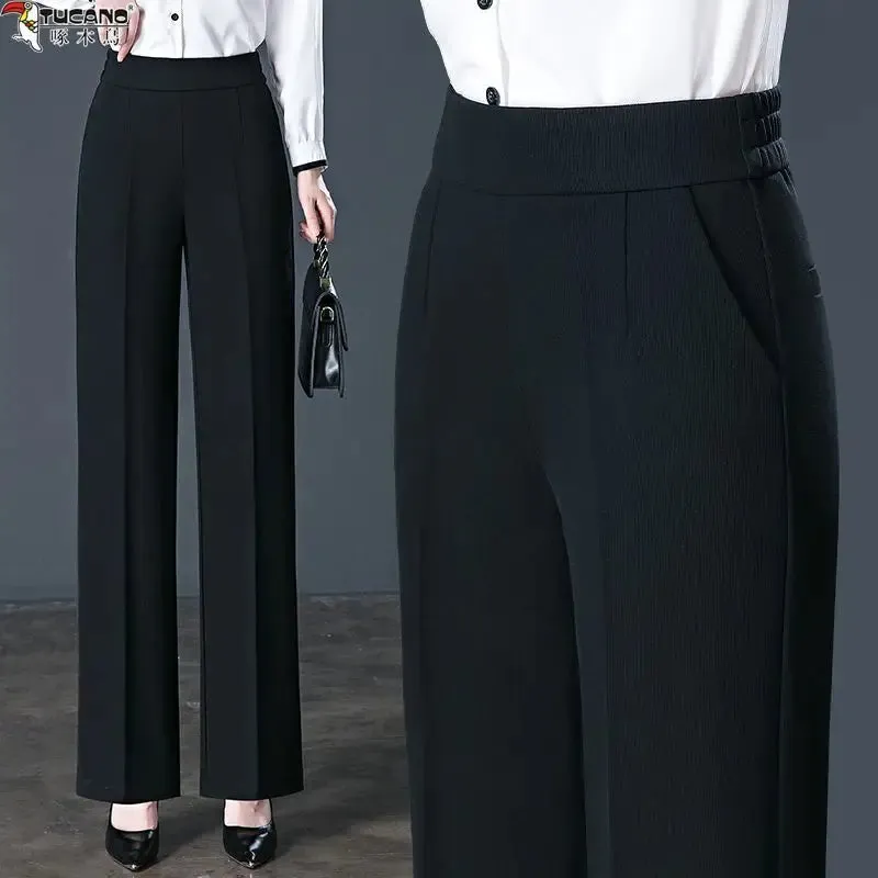 All-Match Elastic High Waist Casual Trousers