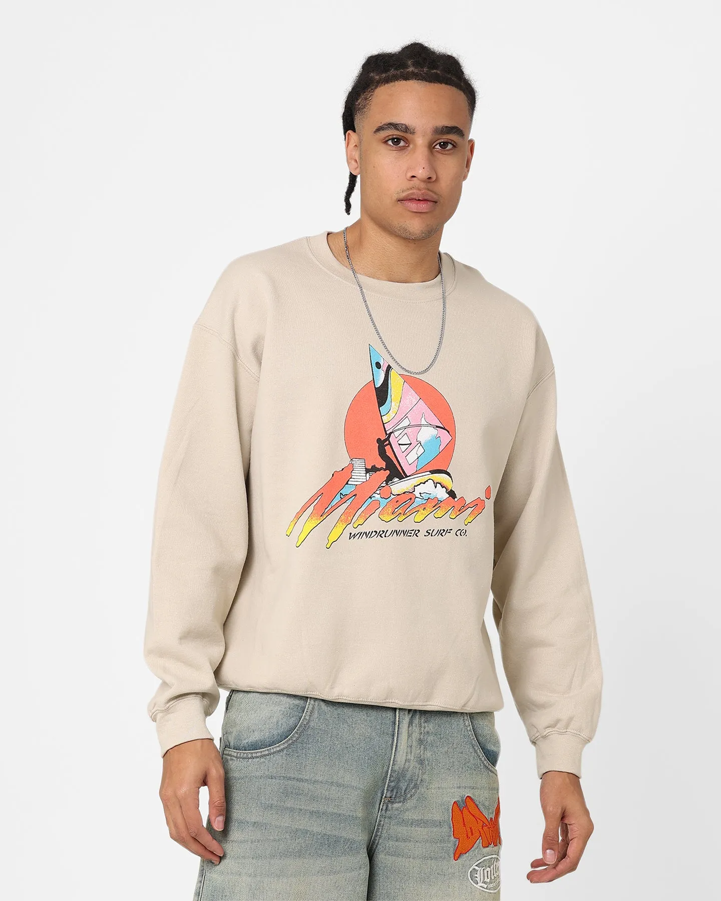 American Thrift Windrunners Surf Co Crewneck Sand