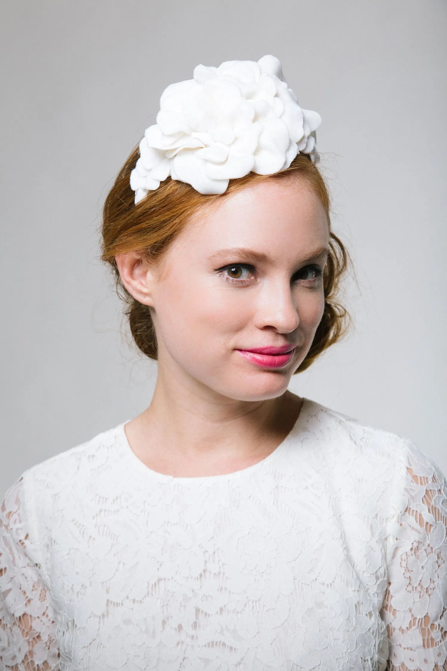 Amina: Ivory Velvet Petal Headpiece