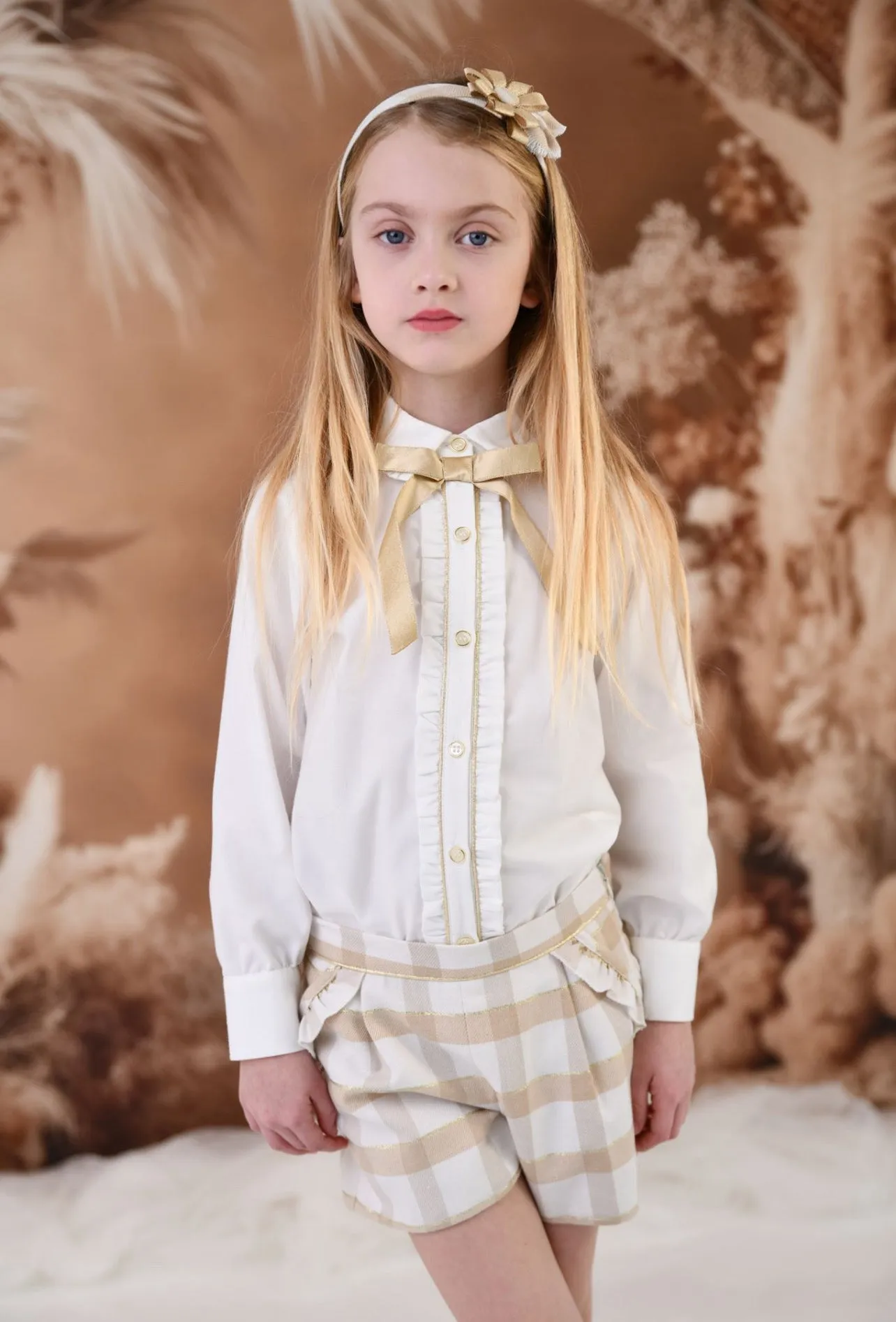 AW24 Rochy Girls Camel & White Short Set