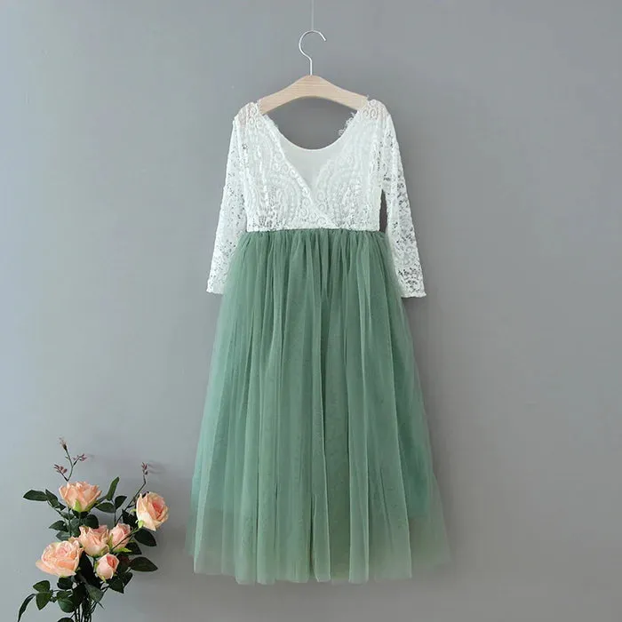 Baby Bohemian Classic Long Sleeve Dress - Sage Green