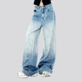 Baggy-fit gradient effect women's jeans