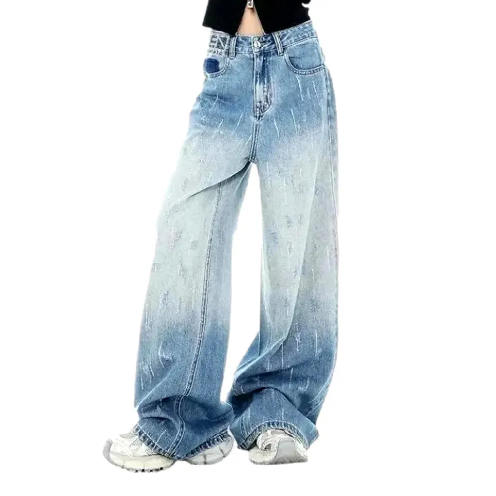 Baggy-fit gradient effect women's jeans