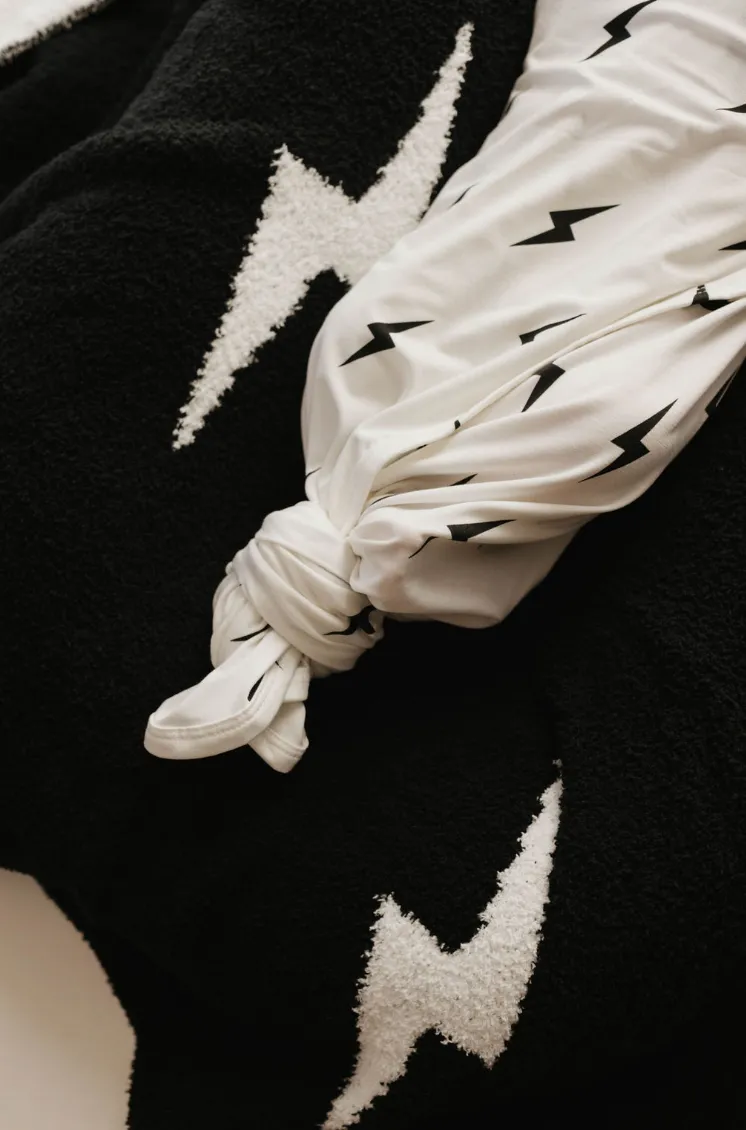 Bamboo Swaddle | White & Black Lightning Bolt