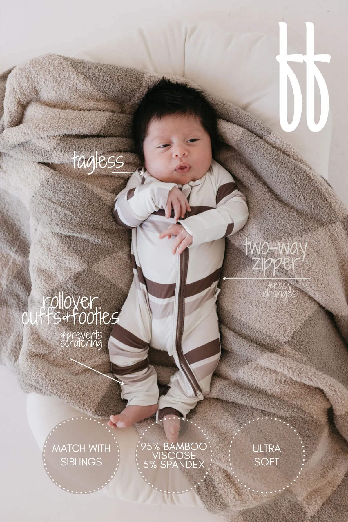 Bamboo Zip Pajamas | Woodland Stripes