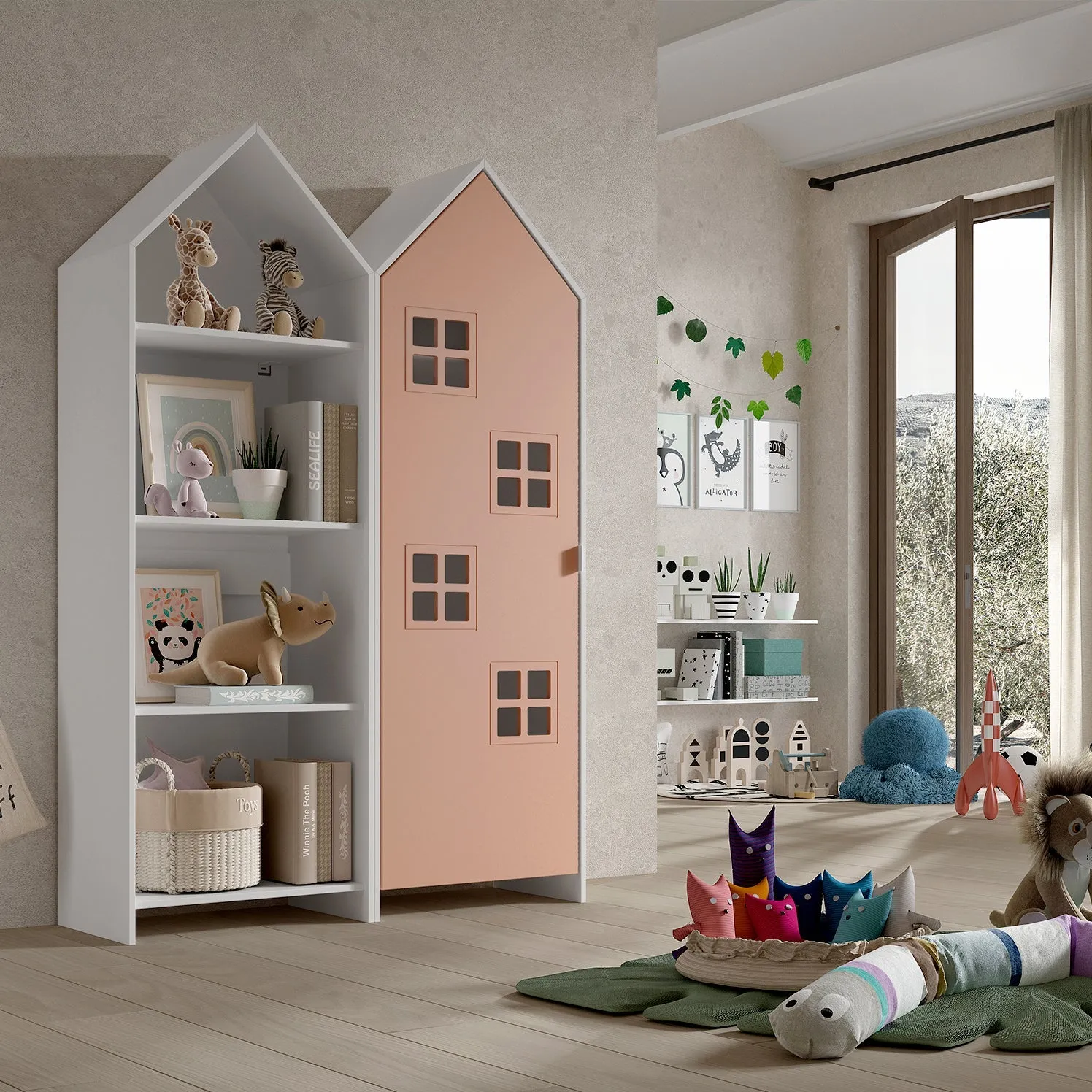 'Beach House' Wardrobe and Shelf Set - Pink