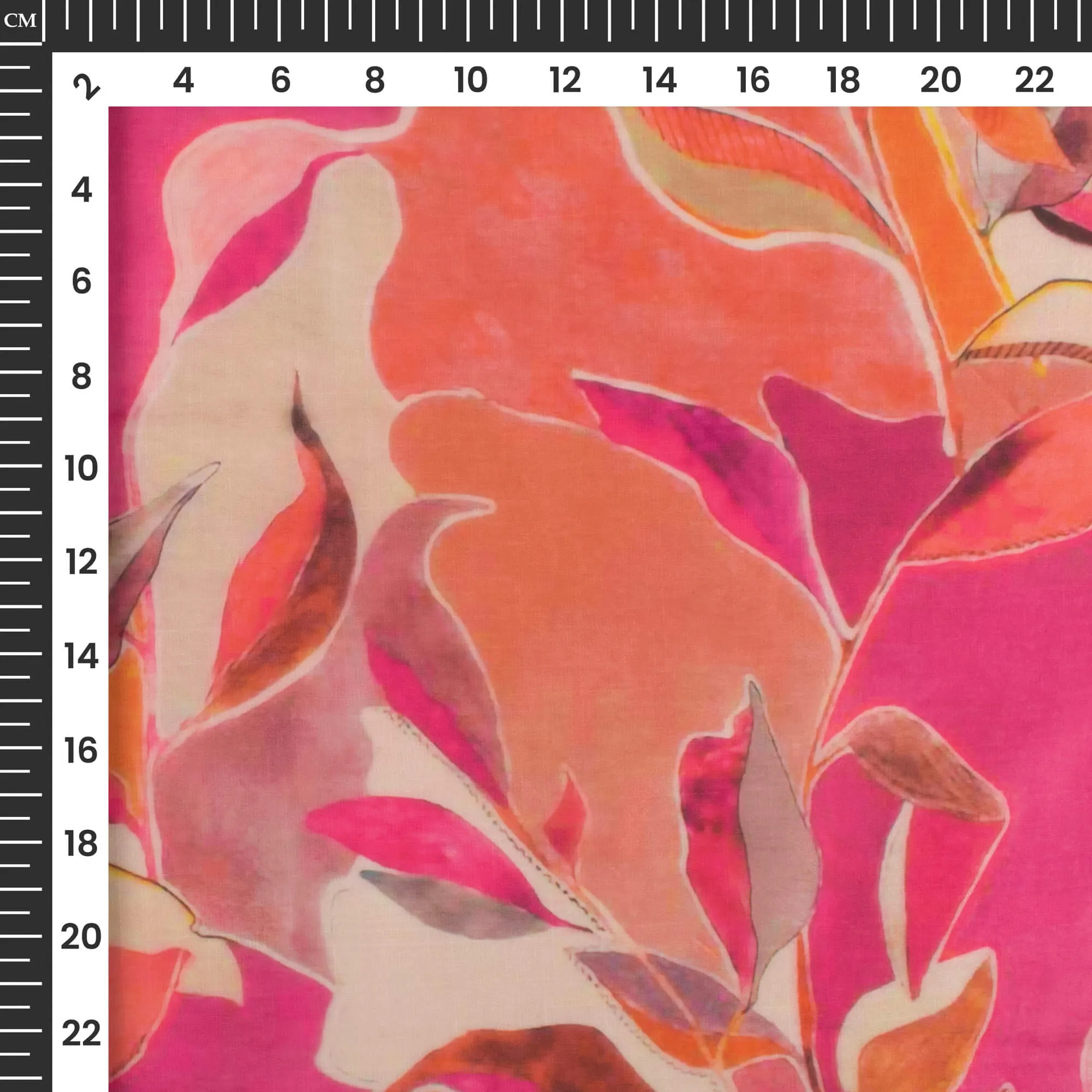 Beautiful Pink Leafage Digital Print Pure Organza Fabric