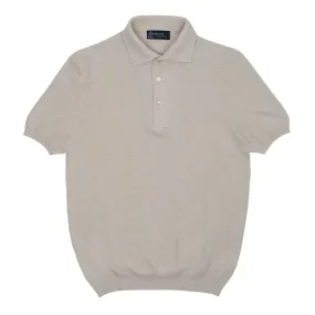 Beige Cotton Piqué Short Sleeve Polo Shirt