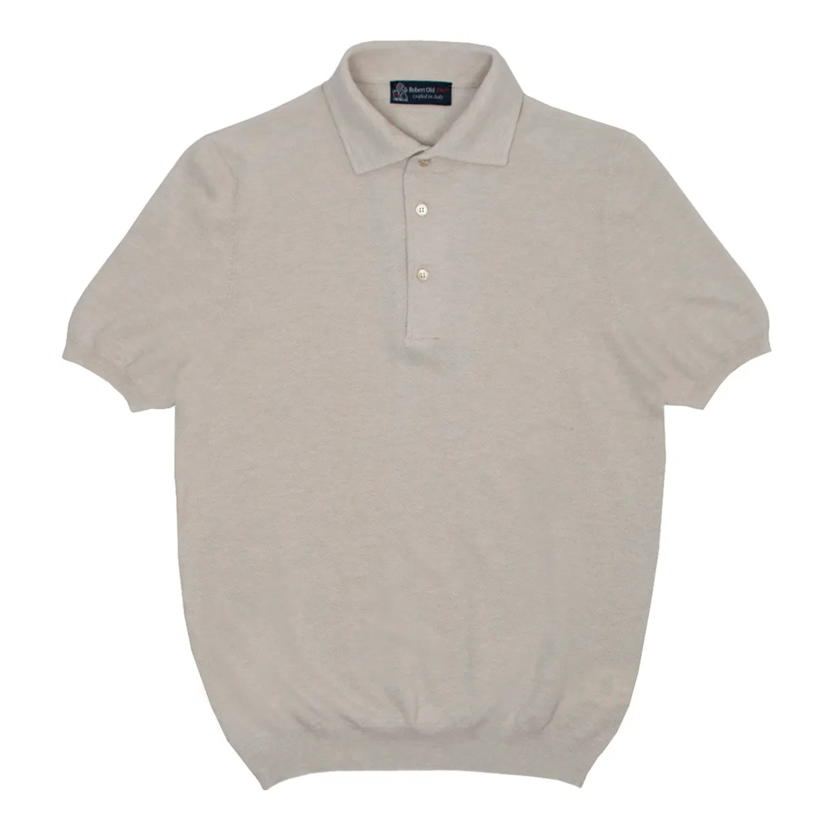 Beige Cotton Piqué Short Sleeve Polo Shirt