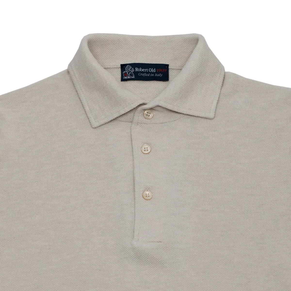 Beige Cotton Piqué Short Sleeve Polo Shirt