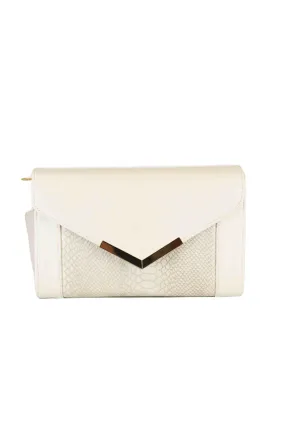 Betts Ivory and Croc Print Shoulder Bag