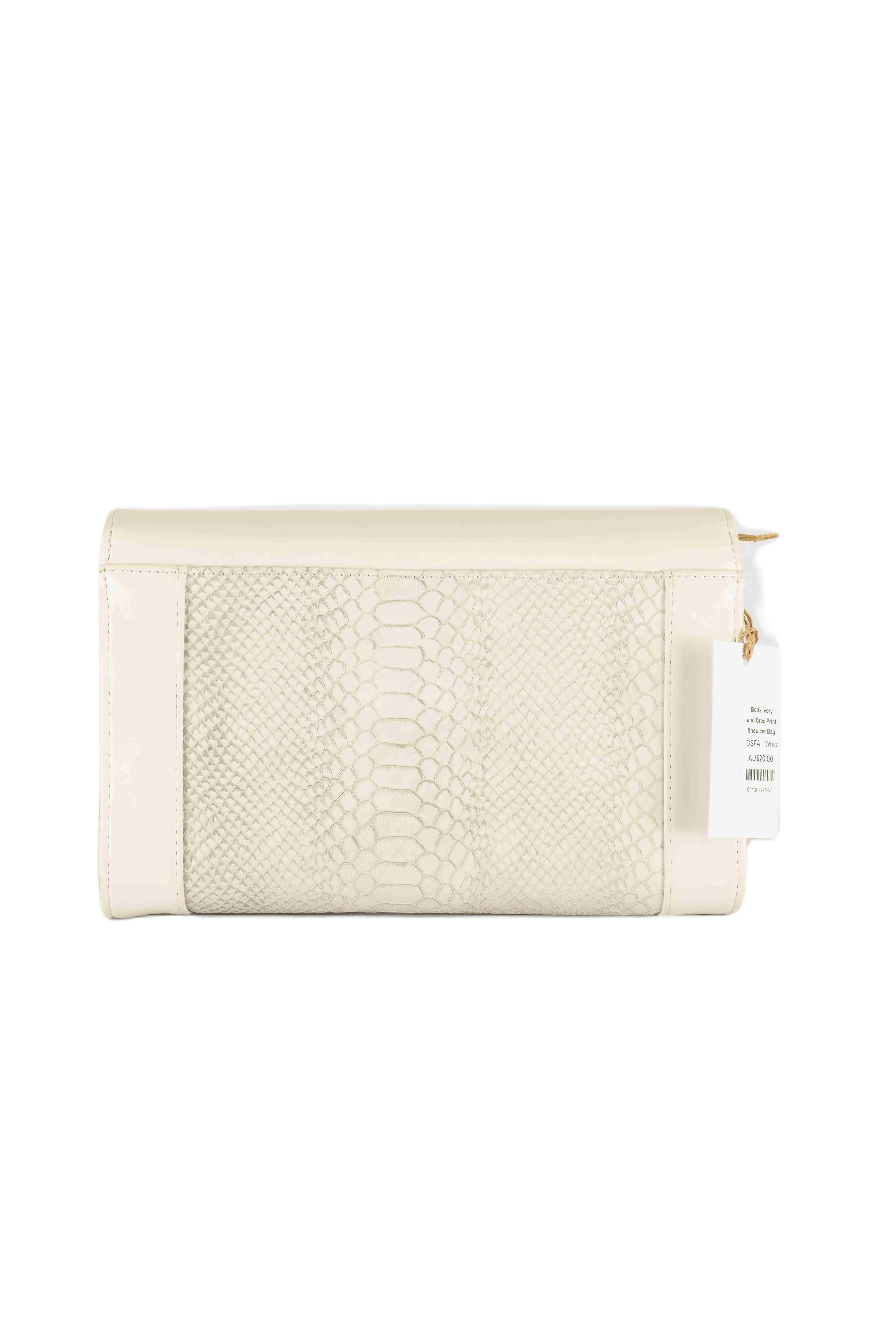 Betts Ivory and Croc Print Shoulder Bag