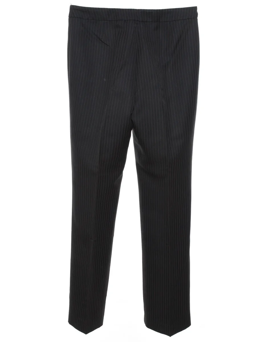 Black Classic Pinstriped Trousers - W32 L30