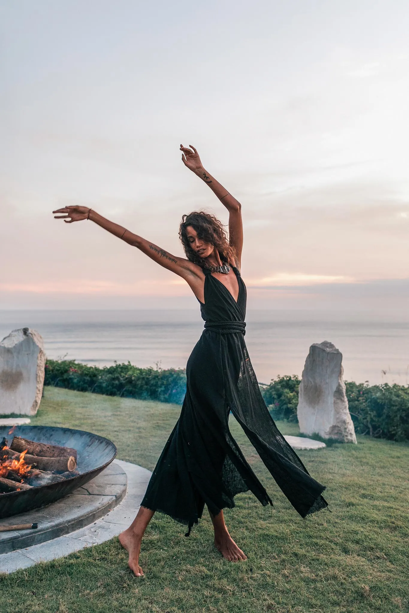 Black Cotton Bohemian Wedding Dress