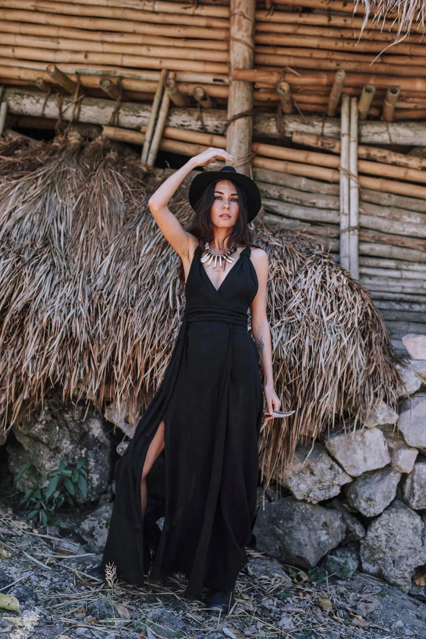 Black Cotton Bohemian Wedding Dress