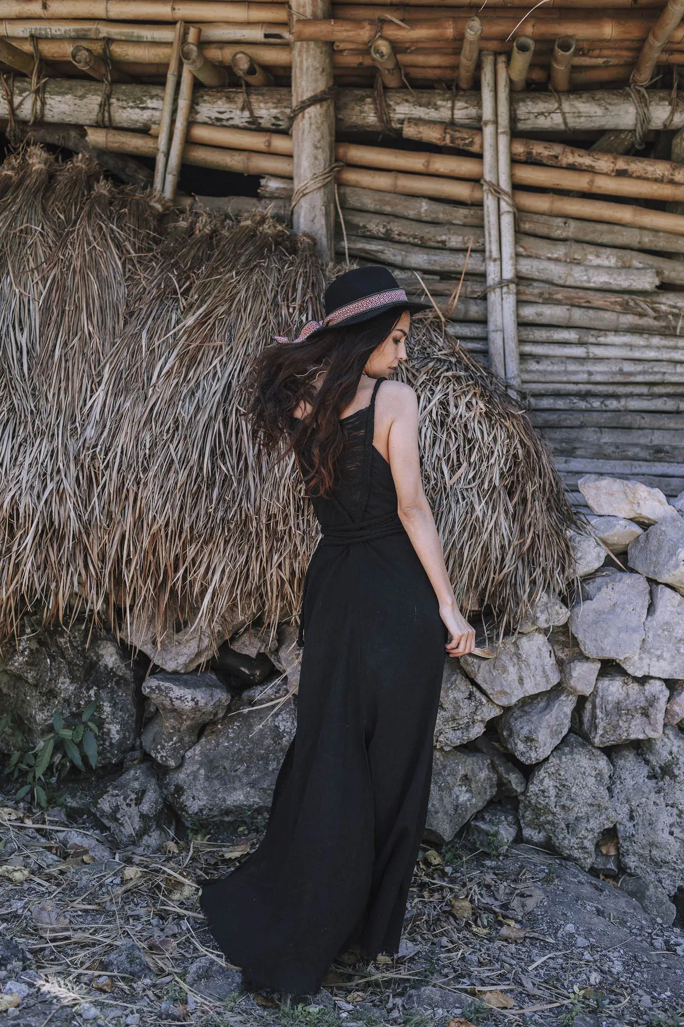 Black Cotton Bohemian Wedding Dress