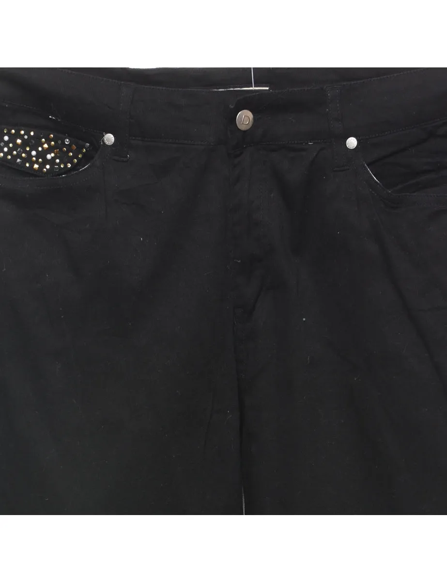 Black Embellished Y2K Trousers - W34 L28