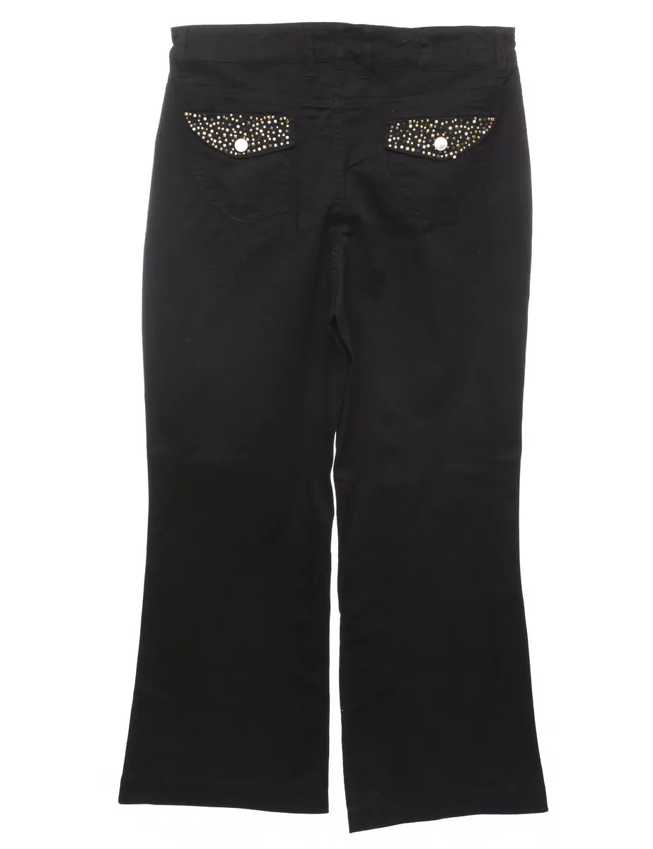 Black Embellished Y2K Trousers - W34 L28