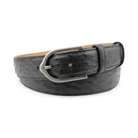 Black Genuine Ostrich Satin Prong Belt