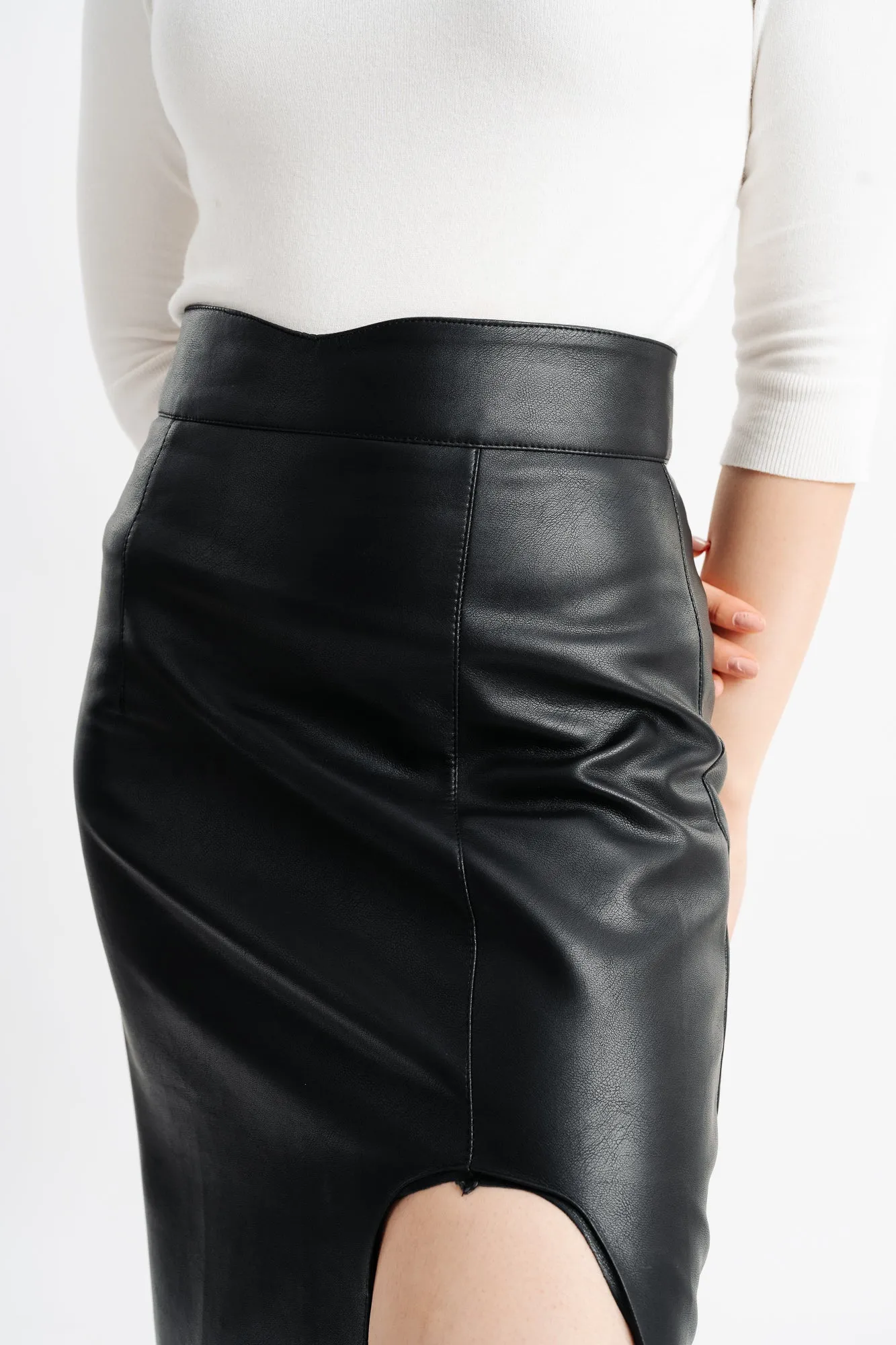 Black High Slit Skirt