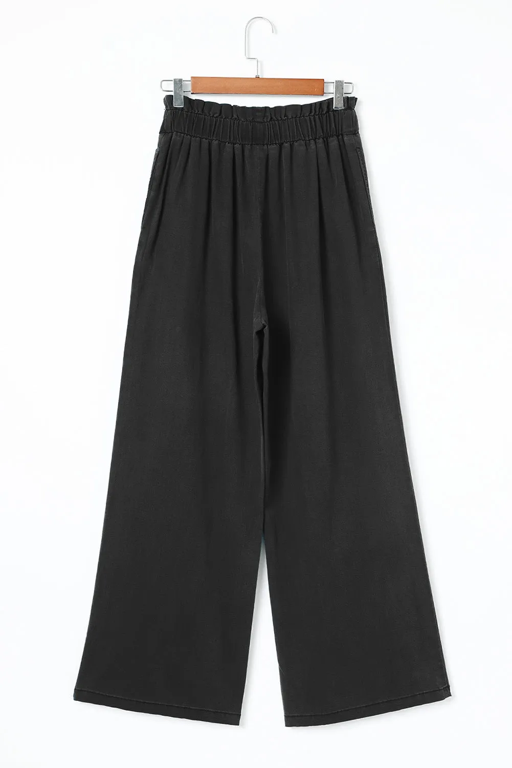 Black High Waist Pocketed Wide Leg Pants