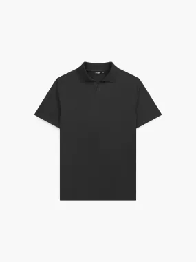 Black Organic Cotton Revere Collar Polo