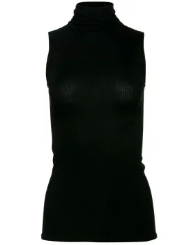 Black Rib Sleeveless Turtleneck