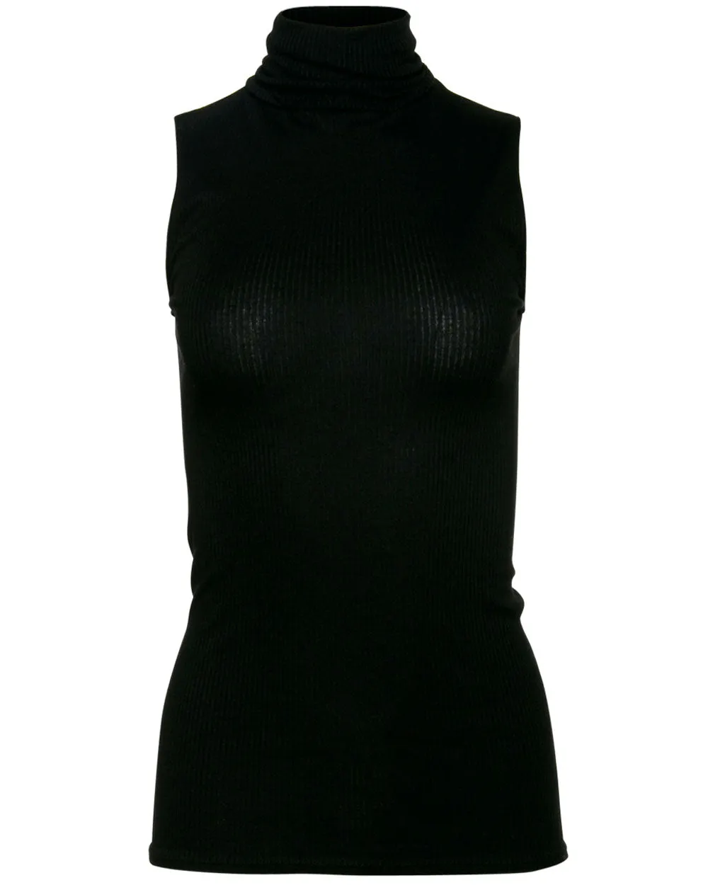 Black Rib Sleeveless Turtleneck