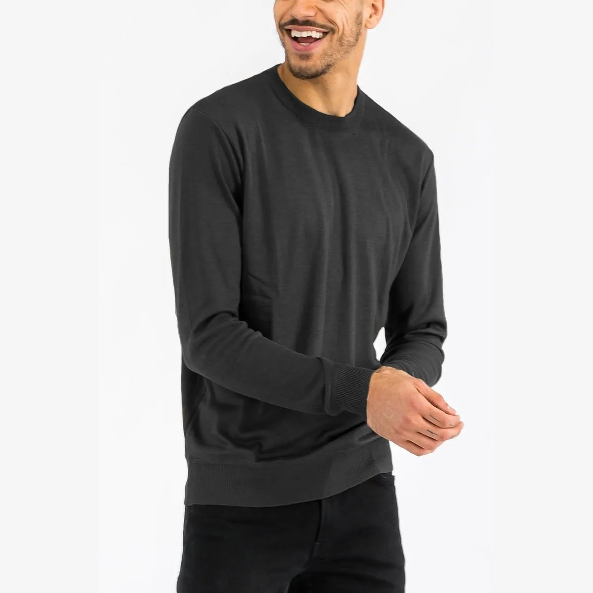 Black Round Neck Knit Sweater