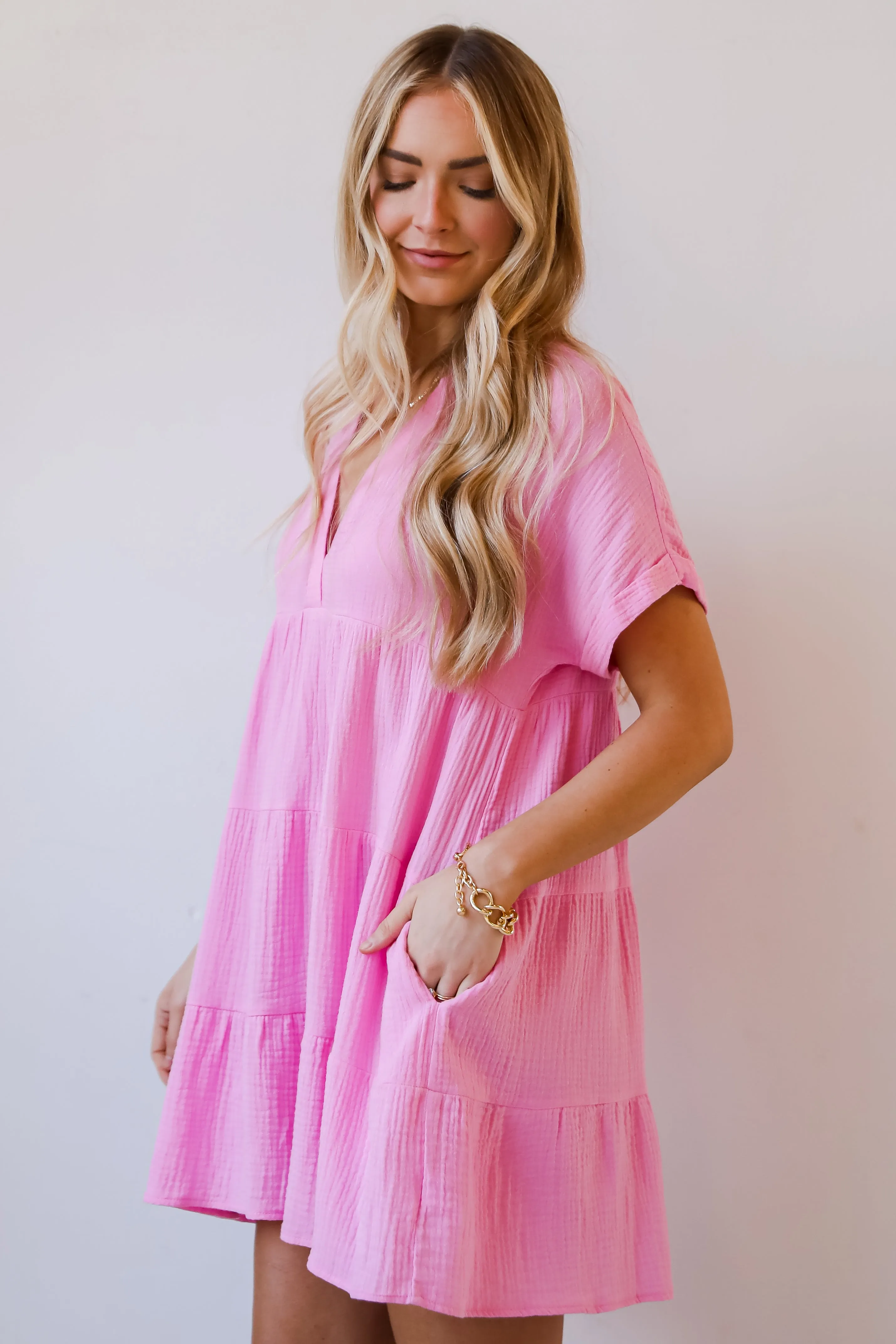 Blissful Oasis Linen Babydoll Mini Dress