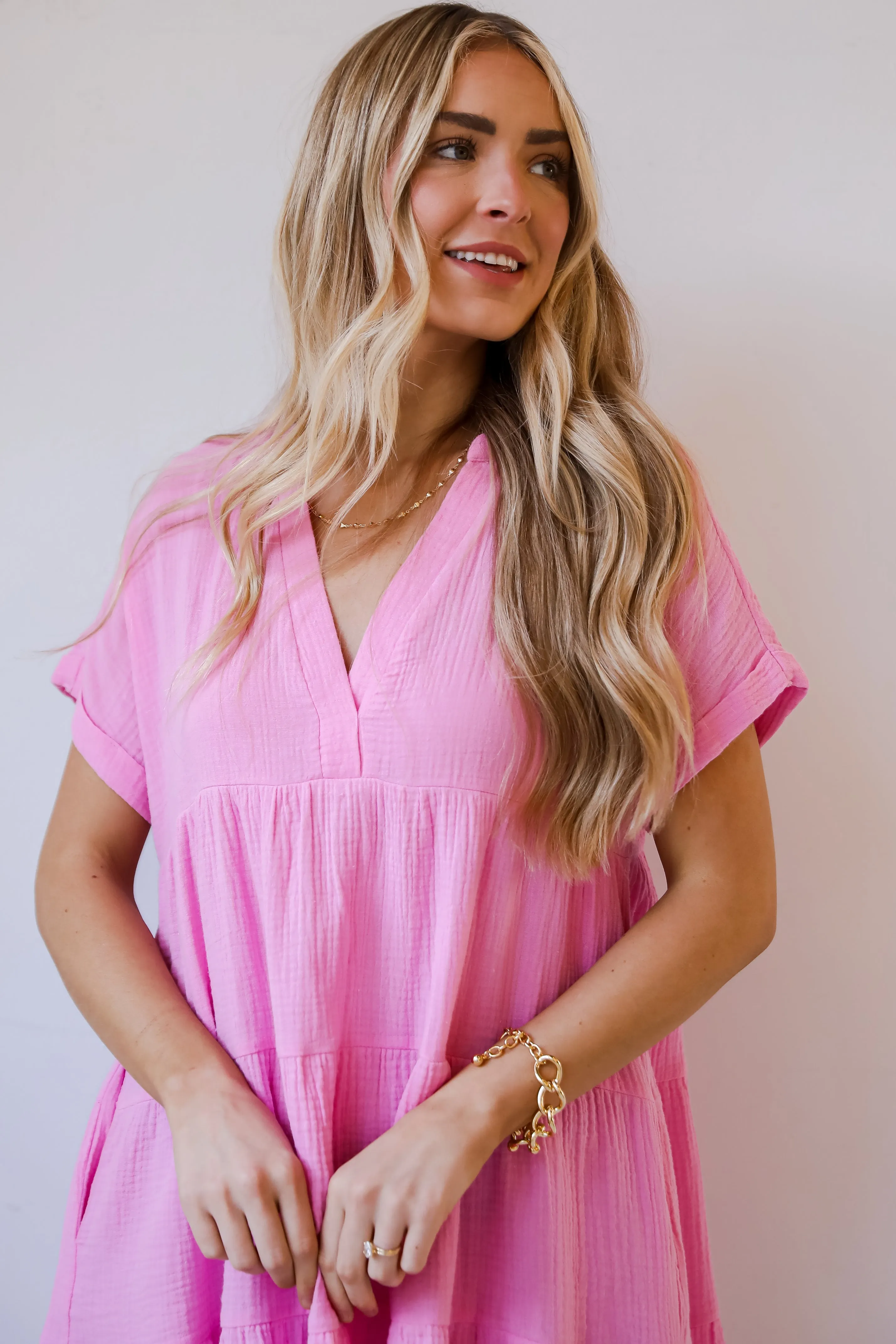 Blissful Oasis Linen Babydoll Mini Dress