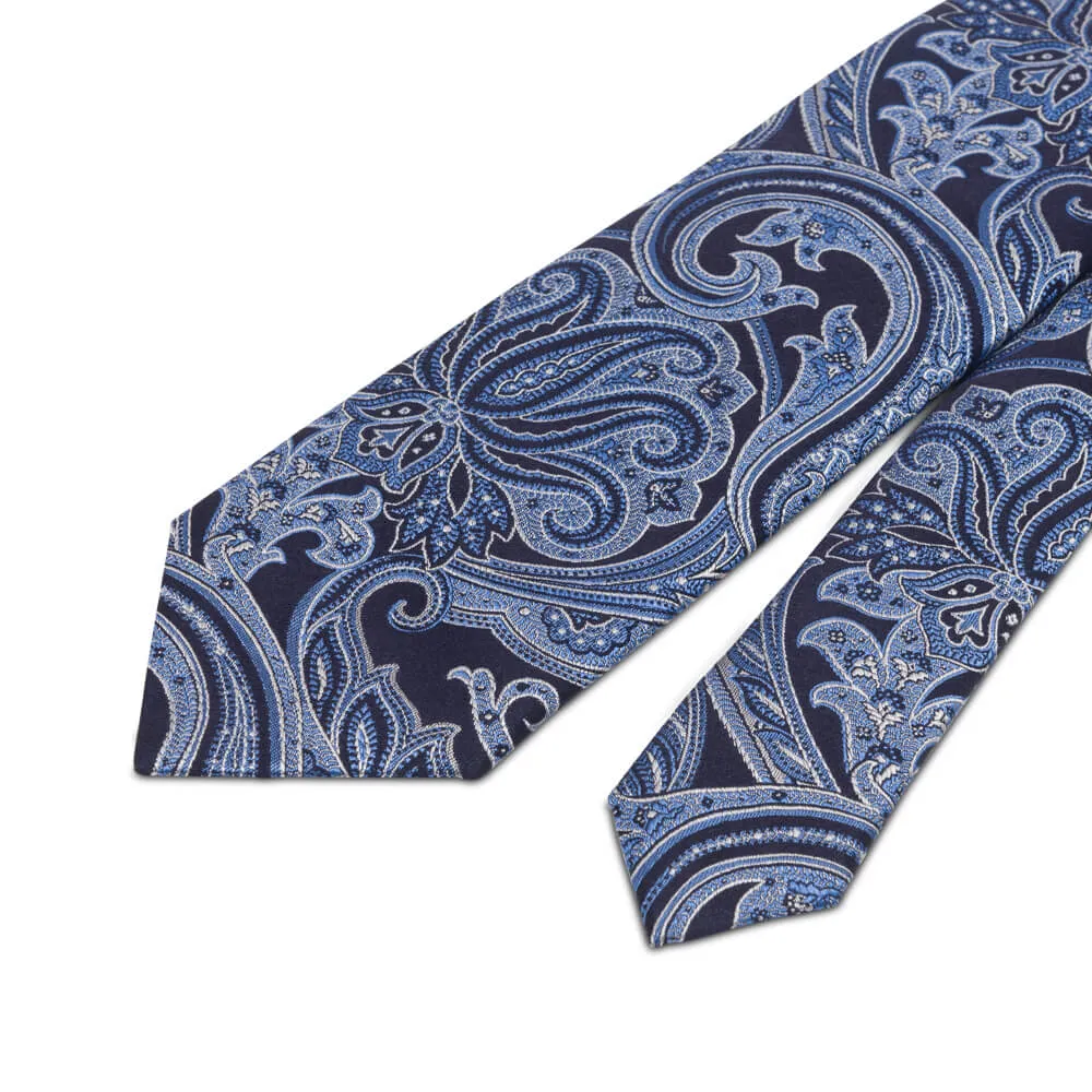 Blue Rich Paisley Woven Silk Tie