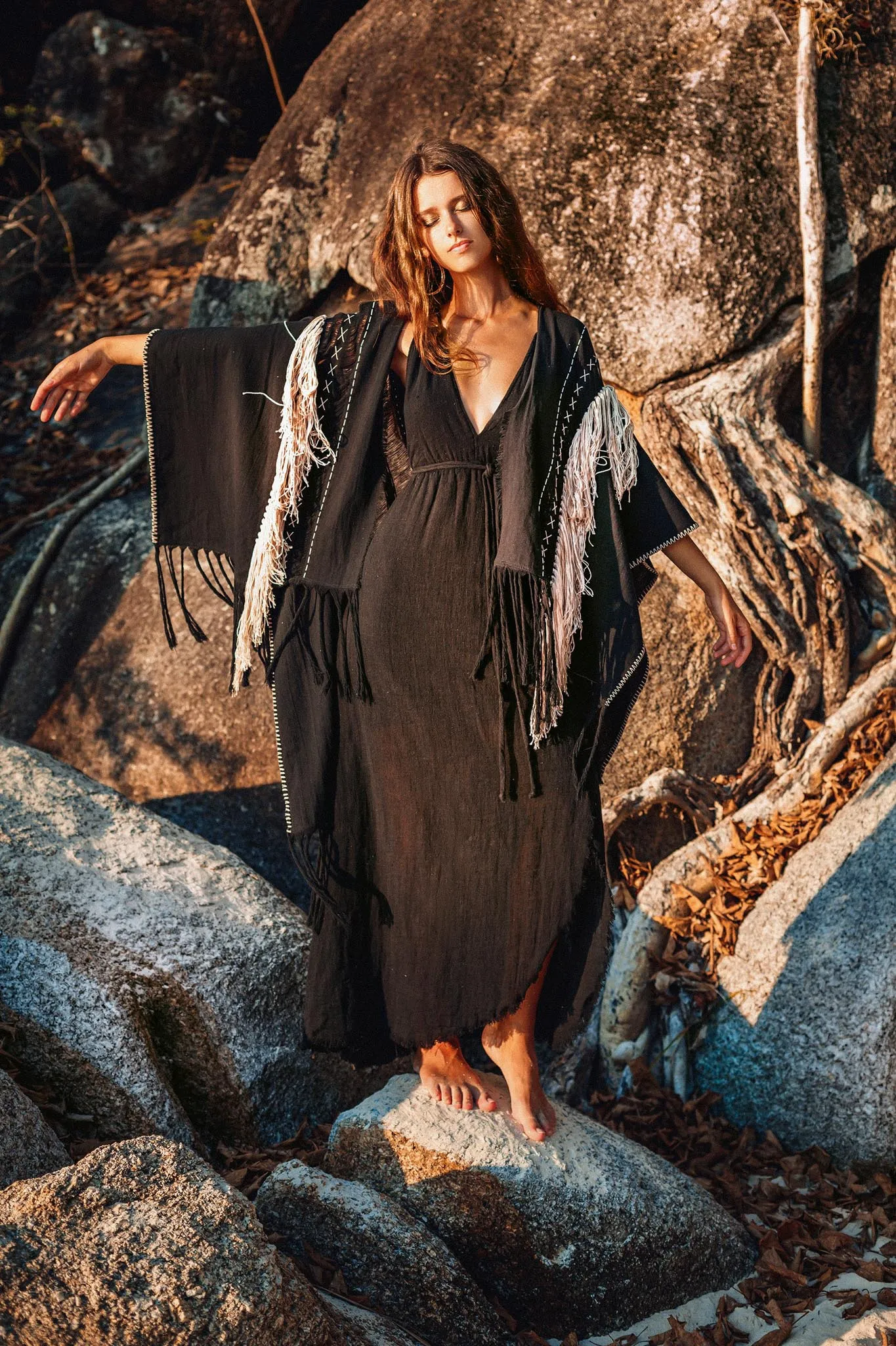 Bohemian Black Wedding Dress • Cocktail Evening Dress