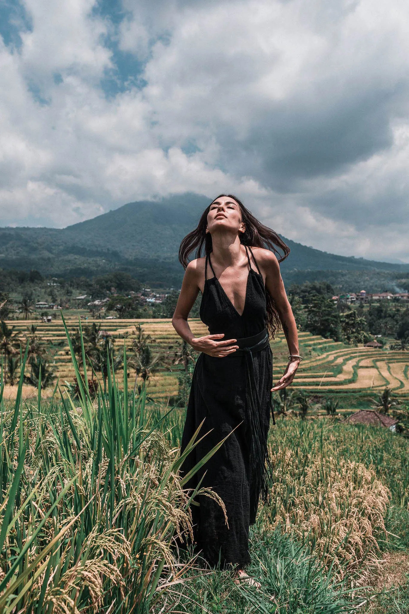 Bohemian Black Wedding Dress • Cocktail Evening Dress