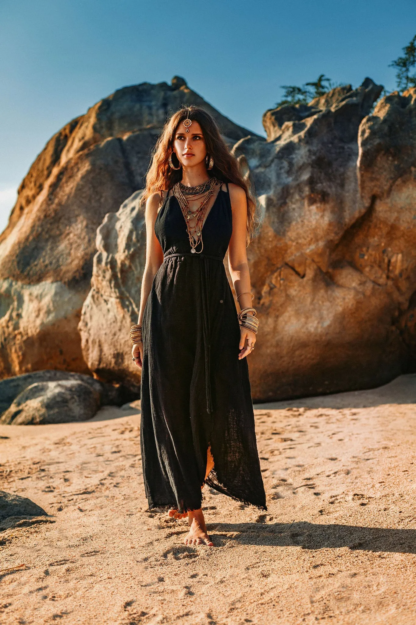 Bohemian Black Wedding Dress • Cocktail Evening Dress