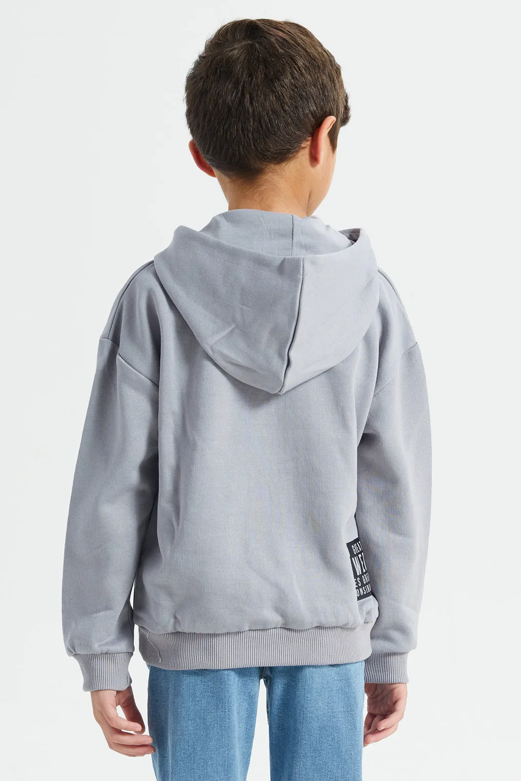 Boys Grey Spider Man Print Hooded Sweatshirt