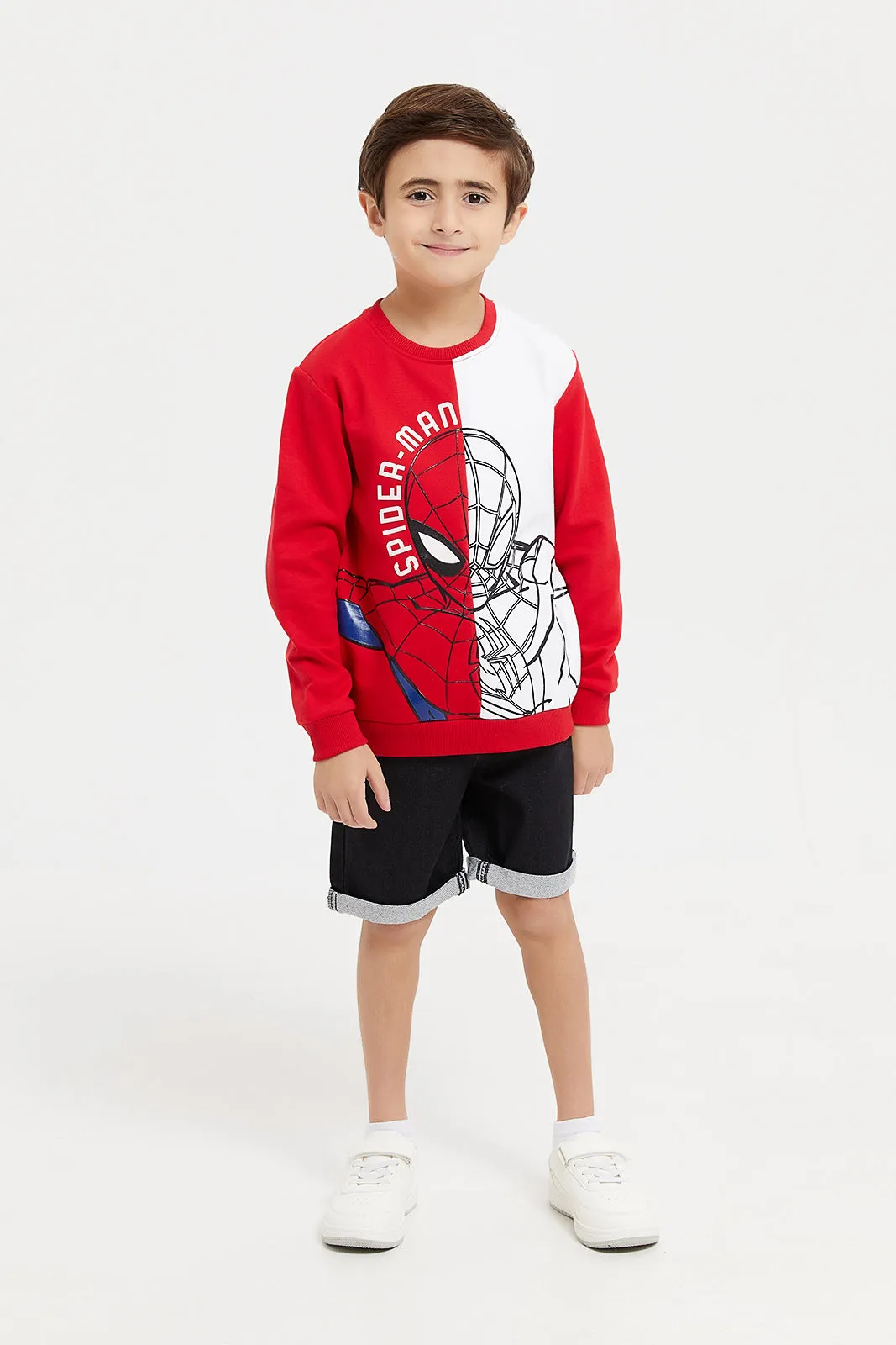 Boys Red And White Spider-Man Sweatshirt