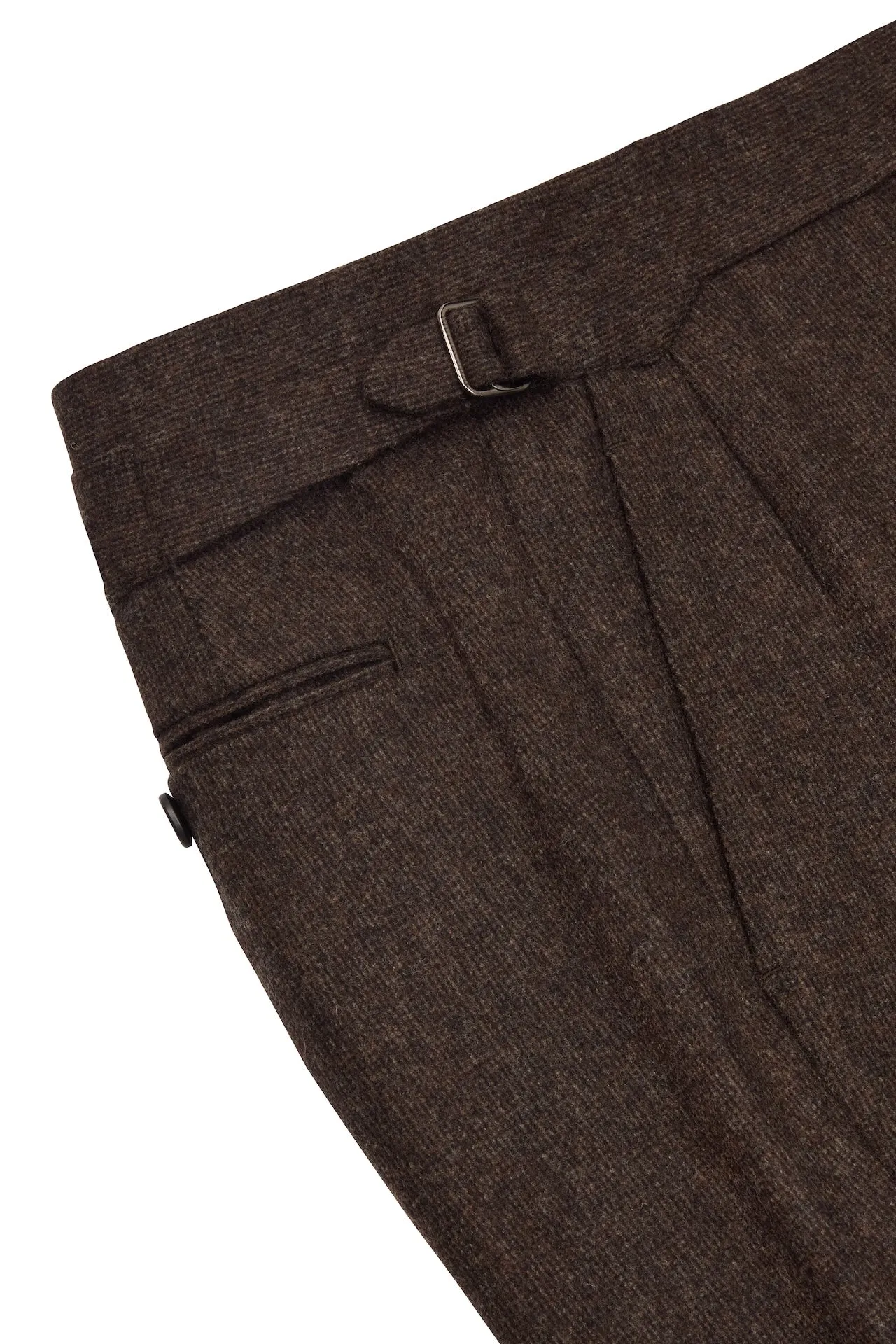 Brown Broken Hairline Check Flannel Trousers