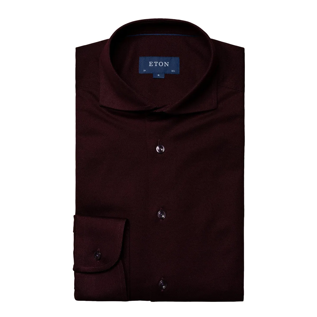 Burgundy Filo di Scozia Pique Slim Fit Shirt