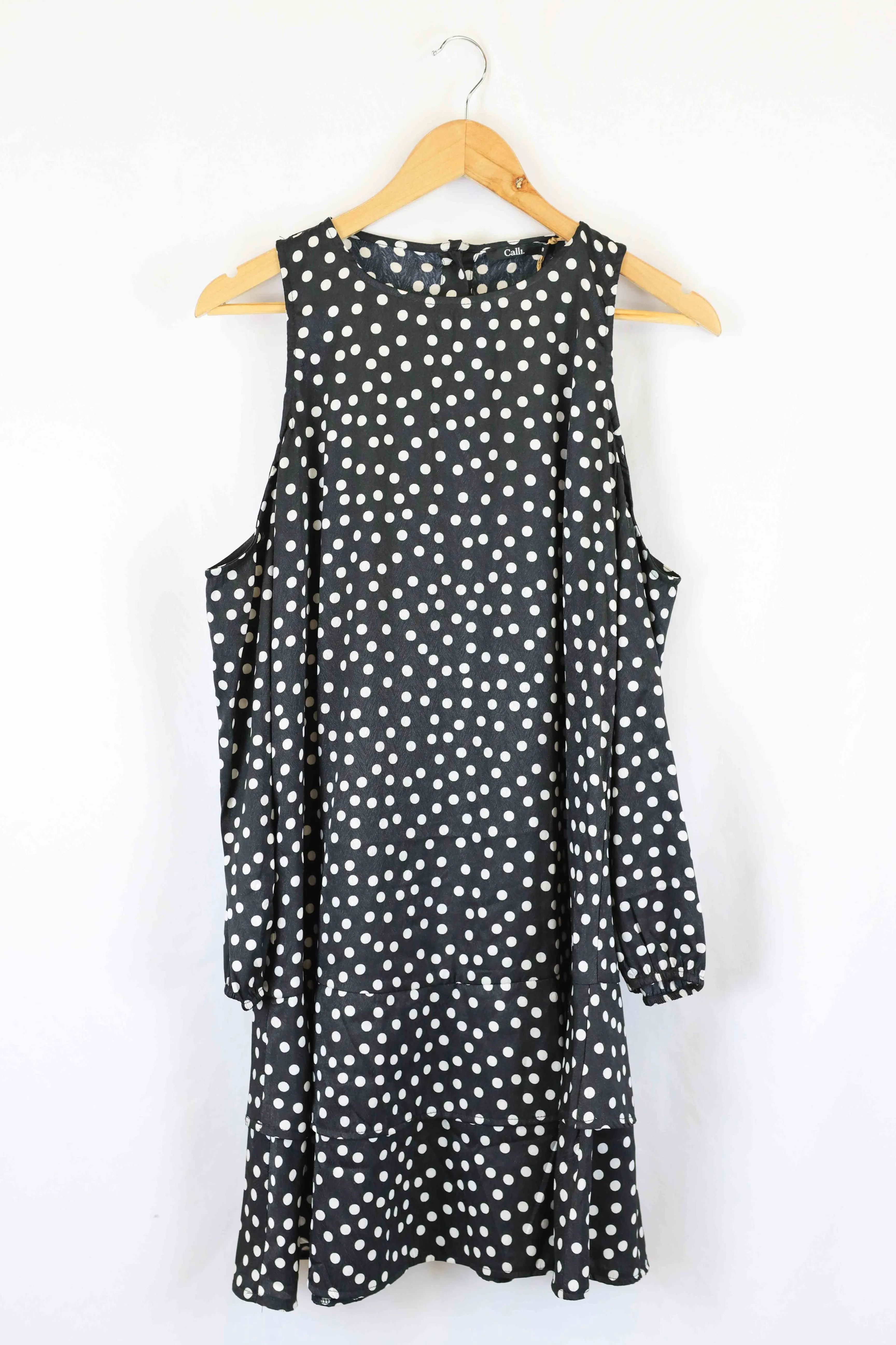 Calli Black Polka Dot Cold Shoulder Dress 8